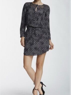 Rebecca Taylor Elegant Black and White Patterned Dress